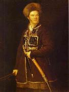 Aleksander Orlowski Self-portrait in Cossack's dress. oil painting artist